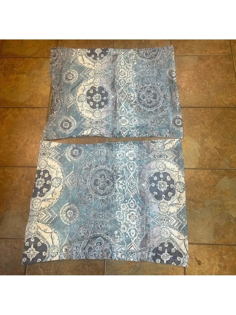 Pottery Barn Duvet Set Full/Queen Blue Medallion 2 Pullowcases Cotton Boho